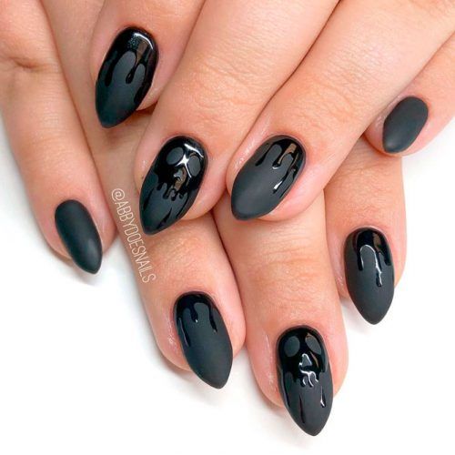 Matte And Glossy Halloween Nail Art #easynails