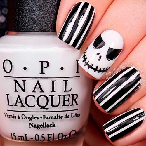 nd Scary Halloween Nails With Jack Skeleton #scarynails #funnails 
