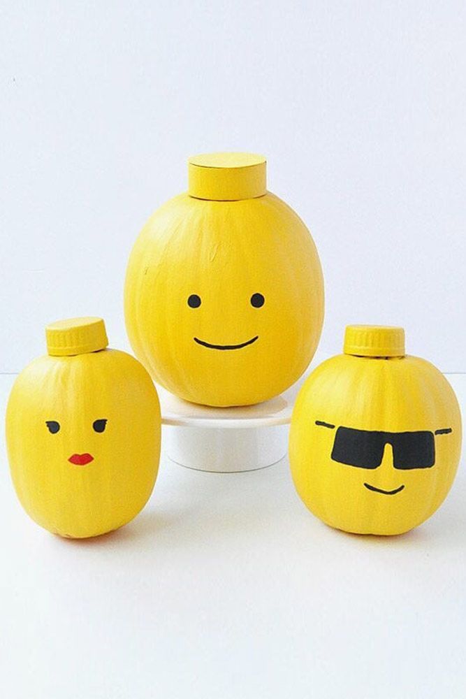 Lego Heads Pumpkin Decor #lego #legohead