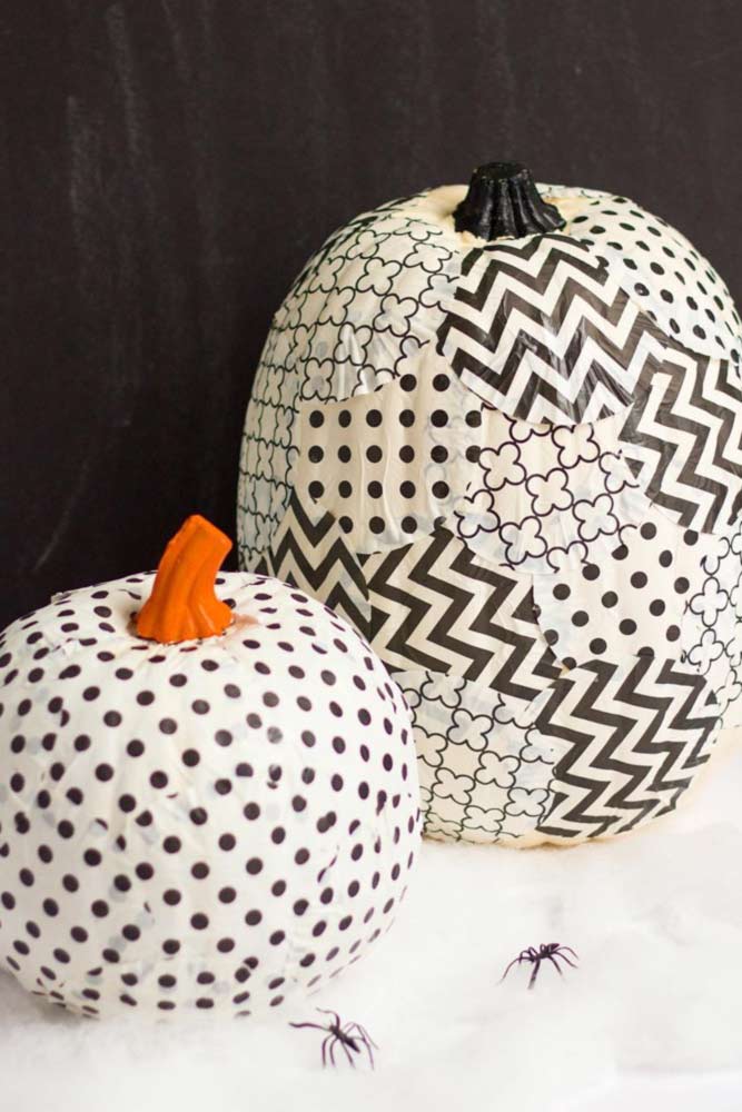 Paper Black And White Pumpkin Decoration #patterneddecorations