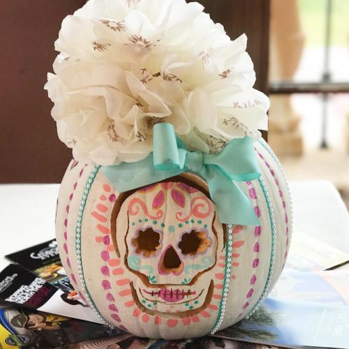 Sugar Skull Pumpkin Decor Idea #sugarskull #pattern