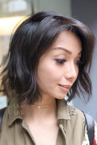 Tousled Brunette Colored Bob