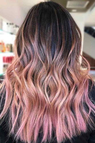 Shaggy Hair with Peach and Pink Balayage 