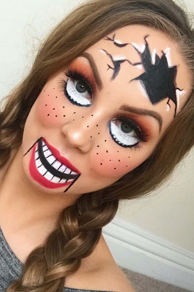 Scary Doll Halloween Makeup #dollmakeup