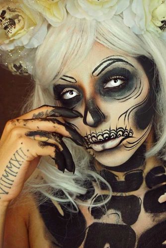 Flowers and Distressed Skull Make Up