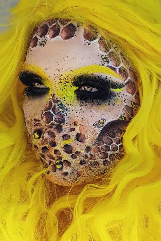 Queen Bee Halloween Makeup #queenbee #3dmakeup