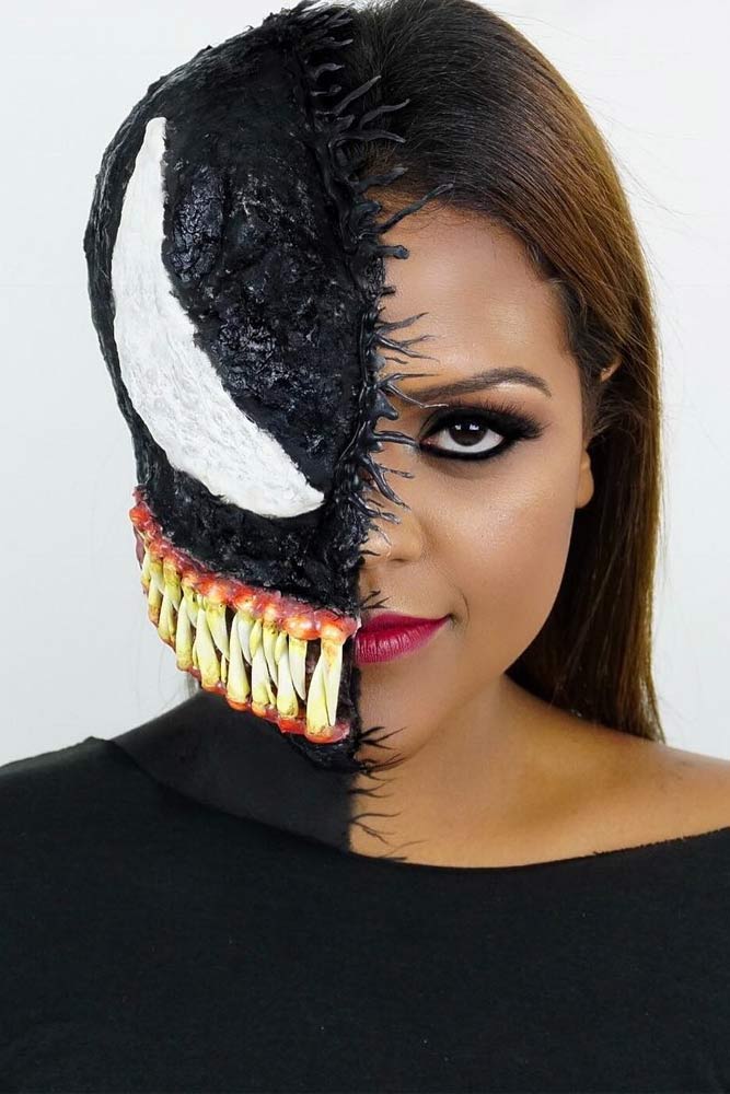 3D Venom Halloween Makeup #venommakeup