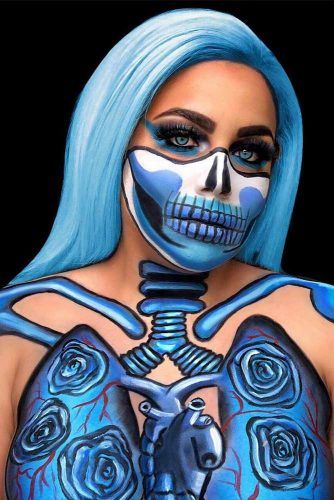 Blue Skeleton Art Idea #blueskeleton #bodyart