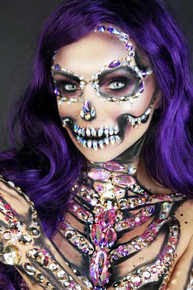 Crystal Skeleton Makeup #crystal #faceart