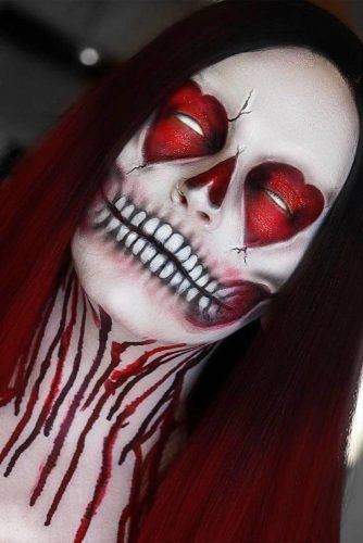 Heart Skeleton Makeup Idea #bloody #hearts #faceart