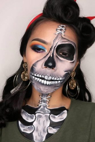 Retro Skeleton Makeup Look #retromakeup #vintageskeleton