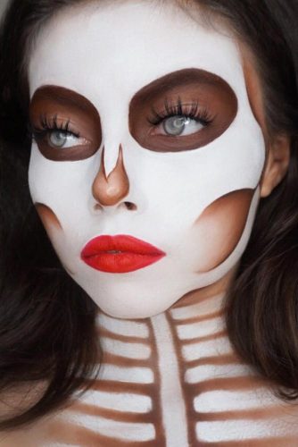 White Skeleton Makeup Idea #whiteskeleton #redlips