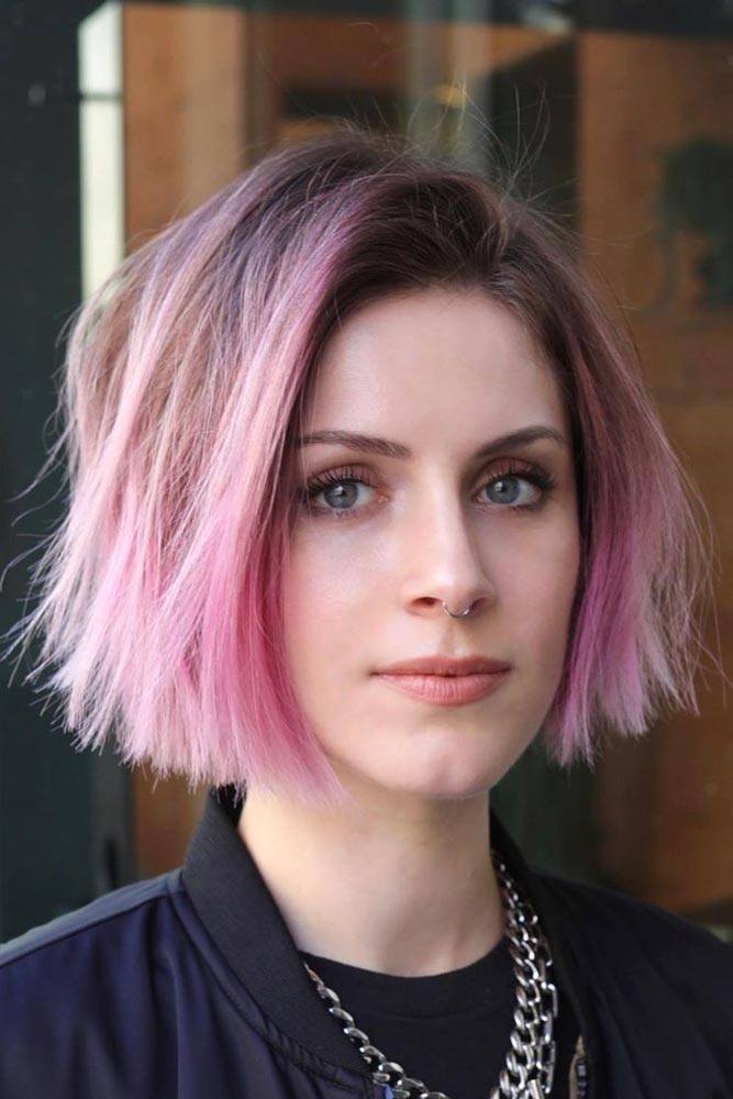 Cropped Layered Cut #pinkhair #ombrehair