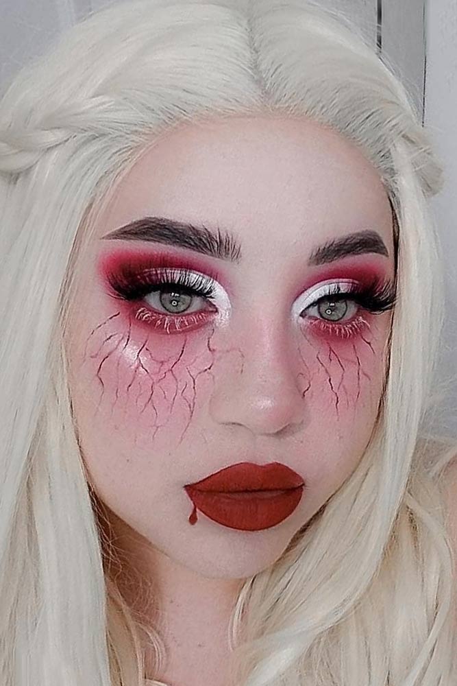 Red Vampires Makeup #redsmokey #bloodylips
