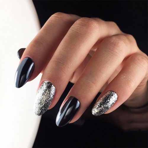 33 Black Glitter Nails Designs That Are More Glam Than Goth