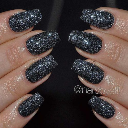 black sparkly nails