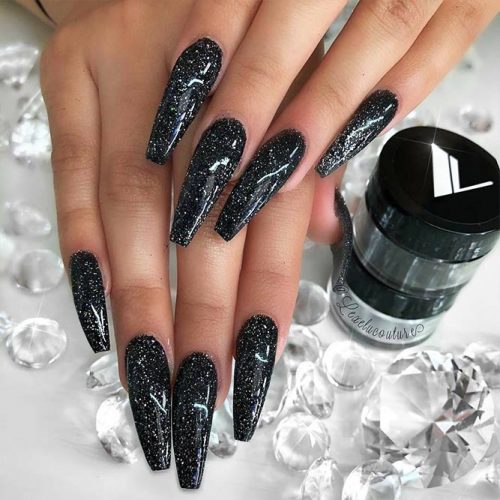 black sparkly nails