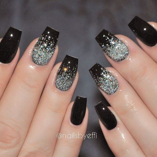 33 Black Glitter Nails Designs That Are More Glam Than Goth