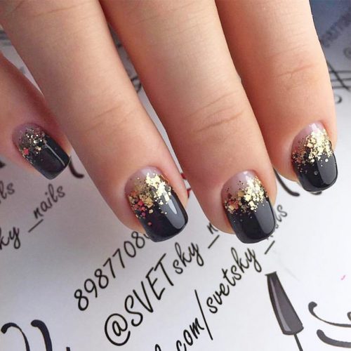 Black Glitter Nails Designs Half Moon Gold Sparkly Festive Mani 500x500 