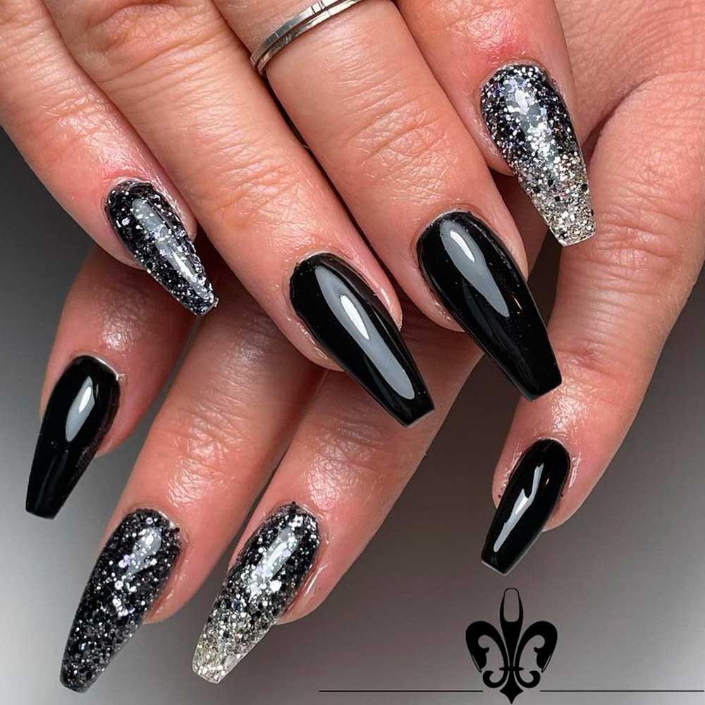 Glowing Black Glitter Nails Designs « Misha Libertee
