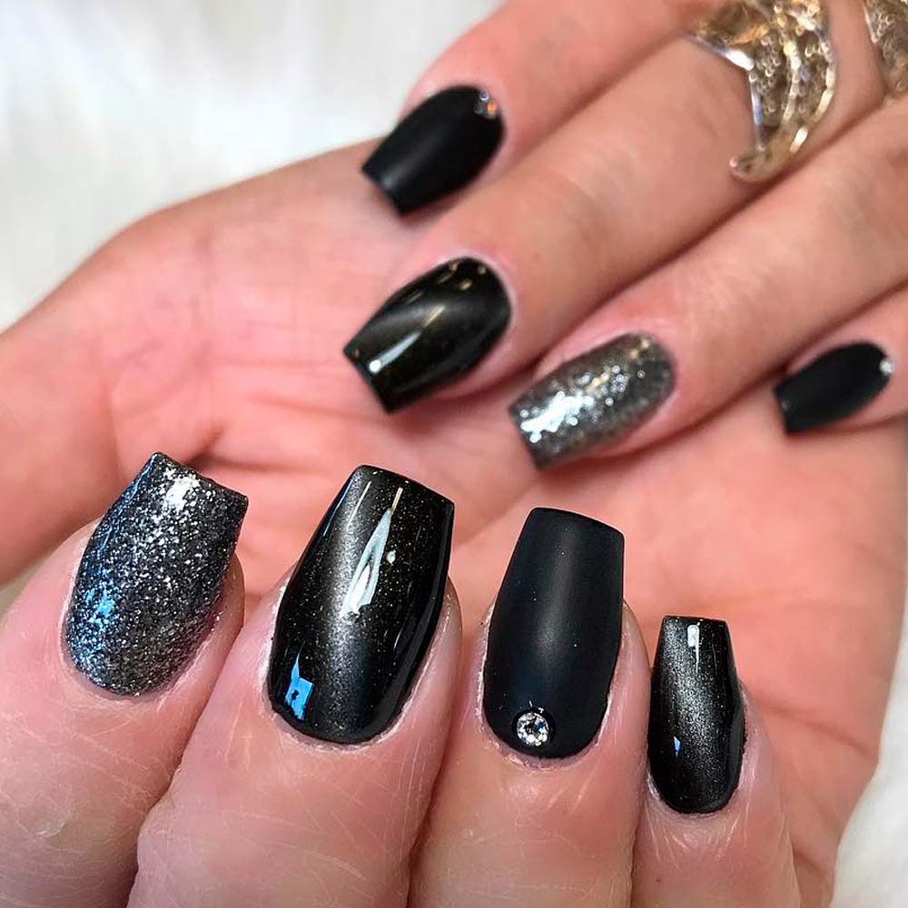 Cute Black and Silver Nails Designs