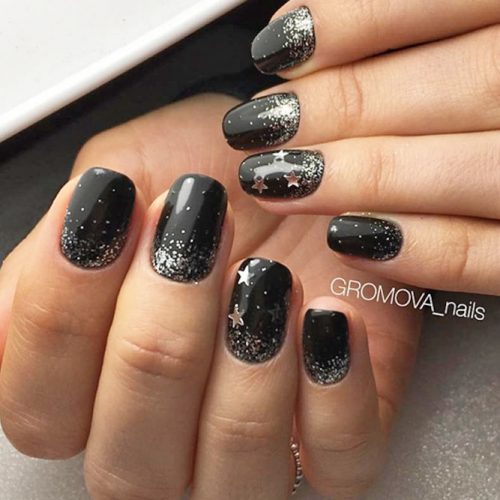 Black nails with one hotsell glitter nail