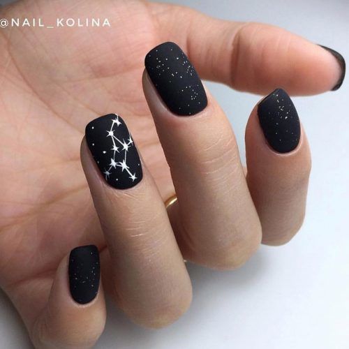 black glitter nails designs stars white