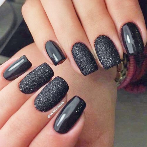 black sparkly nails