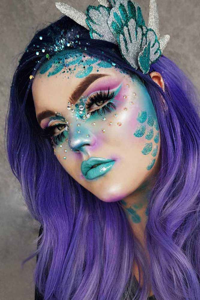 Mermaid Halloween Makeup Idea #mermaidmakeup