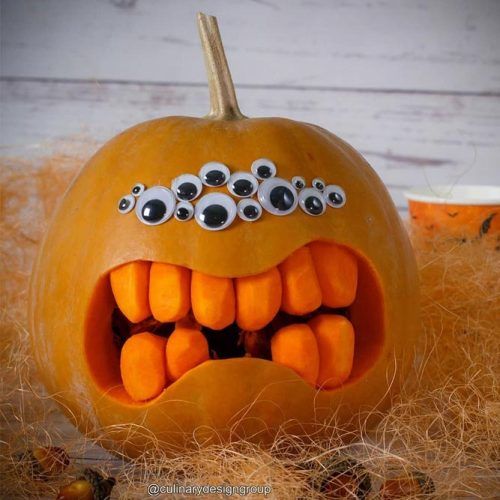 Monster Pumpkin Carving Idea #eyeballs