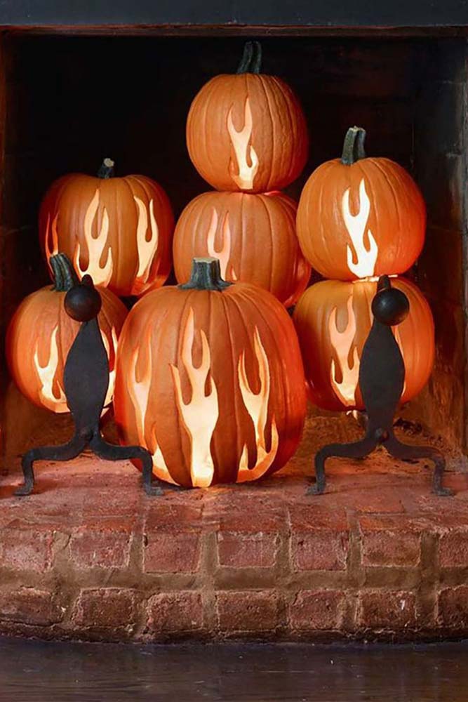 Fire Pumpkin Carving Idea #fireplacedecor