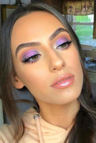 Purple Soft Smokey Eyes Makeup #lipgloss 