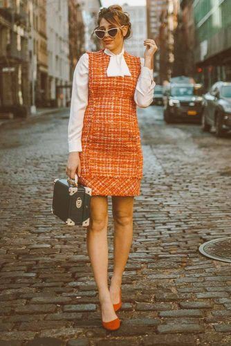 Orange Sundress With White Blouse Maternity Look #maternityworkoutfit