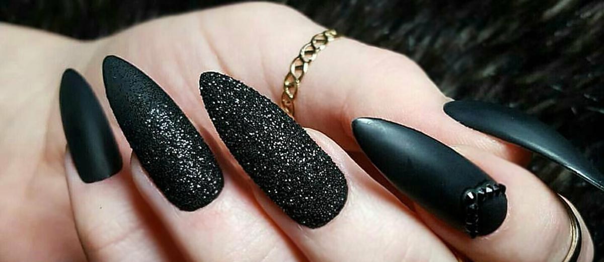 Tp Black Glitter Nails Designs 