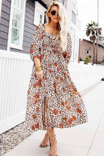 Midi Floral Casual Dress Design #floralprint