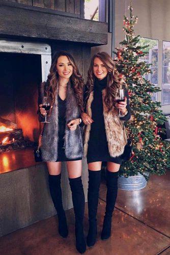 Christmas Outfits With Fur Vest #furvest #otkboots