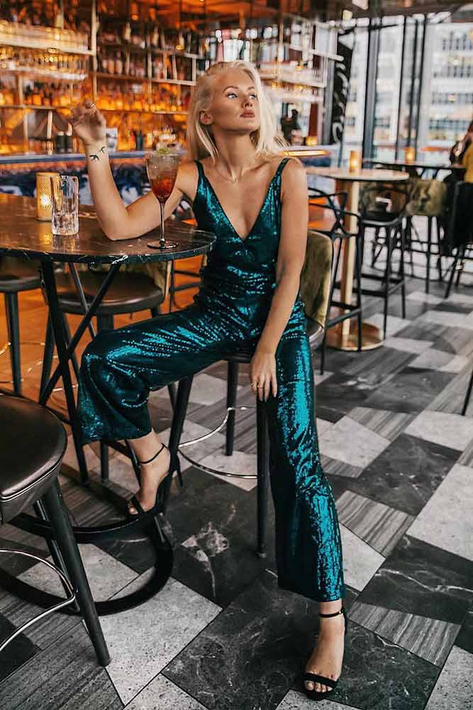 Green Metallic Jumpsuit #jumpsuit #greenjumpsuit