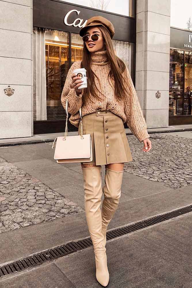 Beige Christmas Outfits With OTK Boots #otkboots