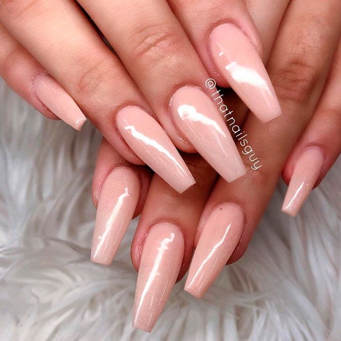 Long Pastel Pink Coffin Nails #longnails #simplenails #purenails