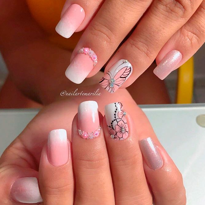 34 Pink And White Nails Trends For Spring And Summer 21