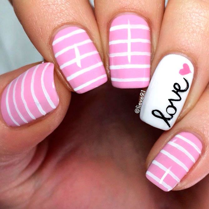 Stylish Striped Pink Nails #sptripednails #girlynaildesign