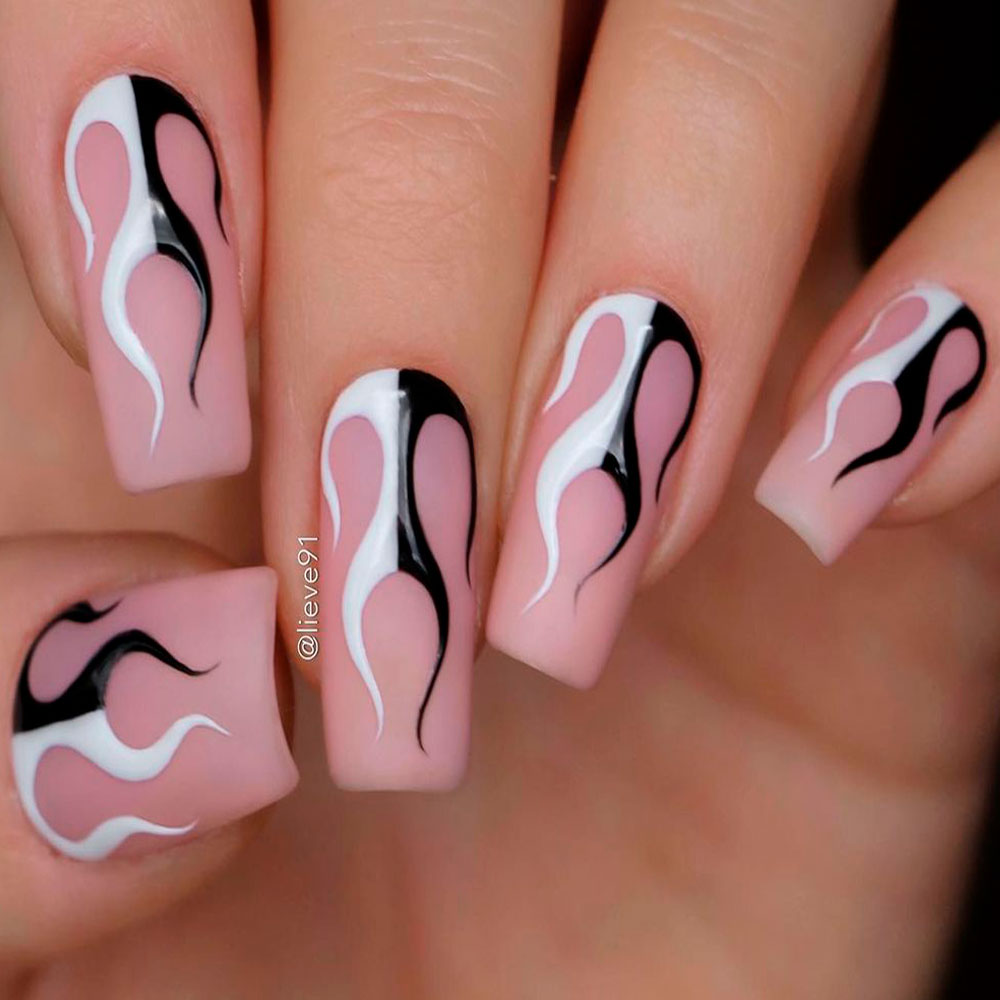 Pink Nude Square Shaped Nails