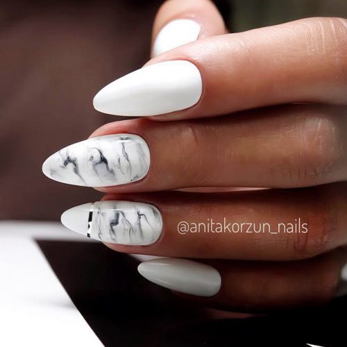 Marble Patterns on White Nails Picture 6