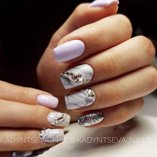 Marble Patterns on White Nails Picture 3