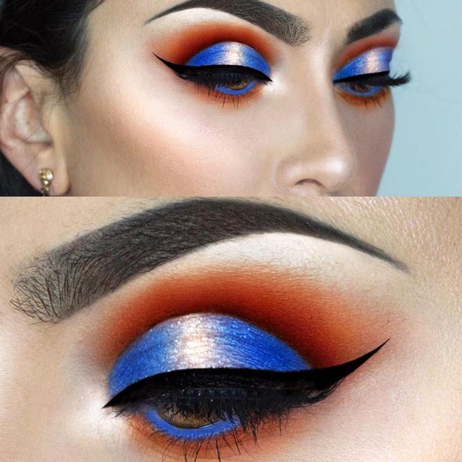 Blue Cut Crease Makeup For Amber Colored Eyes #buecutcrease #smokey