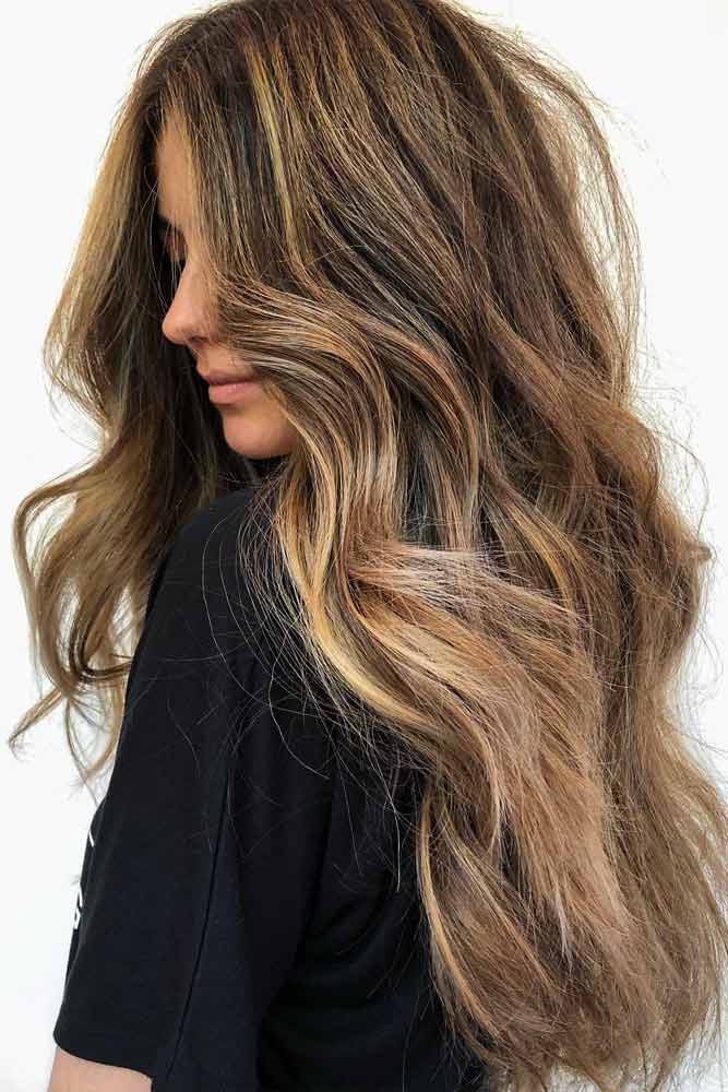 Cabelo castanho comprido com balayage #balayagehair #blondebalayage