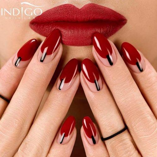 Oval Red Gel Nail Design #rednails #ovalnails