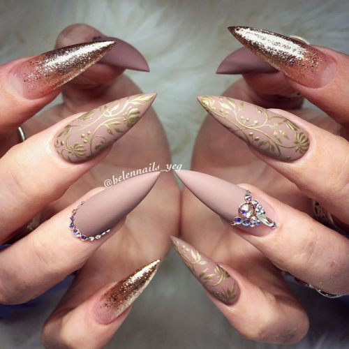 Pointy Nails with Glitter Designs Picture 5