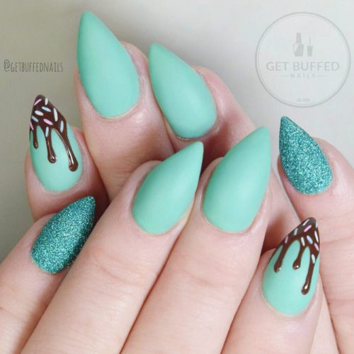 Matte Mint Pointy Nails #mattenails