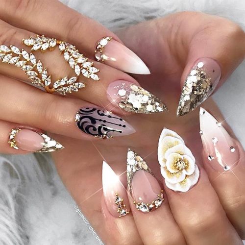 Charming Pointy Nails Design #french #3dnailart